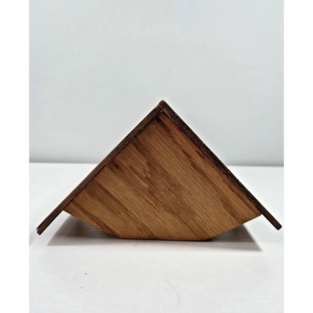 Vintage Hand Carved Wooden Small Barn Corner Shelf W/Decorative Cows Rustic